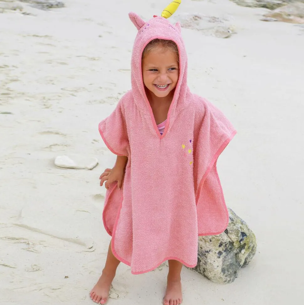 Girls Pink Cotton Poncho Towel