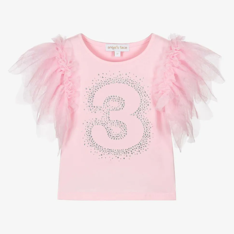 Girls Pink Cotton 3rd Birthday T-Shirt