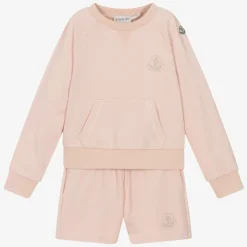 Girls Pink Cotton Short Tracksuit