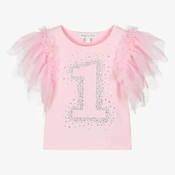 Girls Pink Cotton 1st Birthday T-Shirt