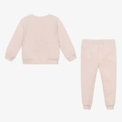 Girls Pink Cotton Teddy Bear Tracksuit