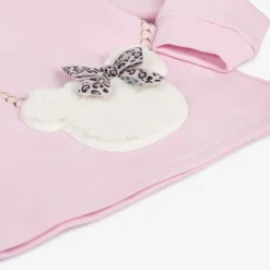Girls Pink Cotton Teddy Bag Top