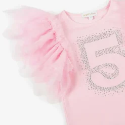 Girls Pink Cotton 5th Birthday T-Shirt