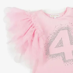 Girls Pink Cotton 4th Birthday T-Shirt