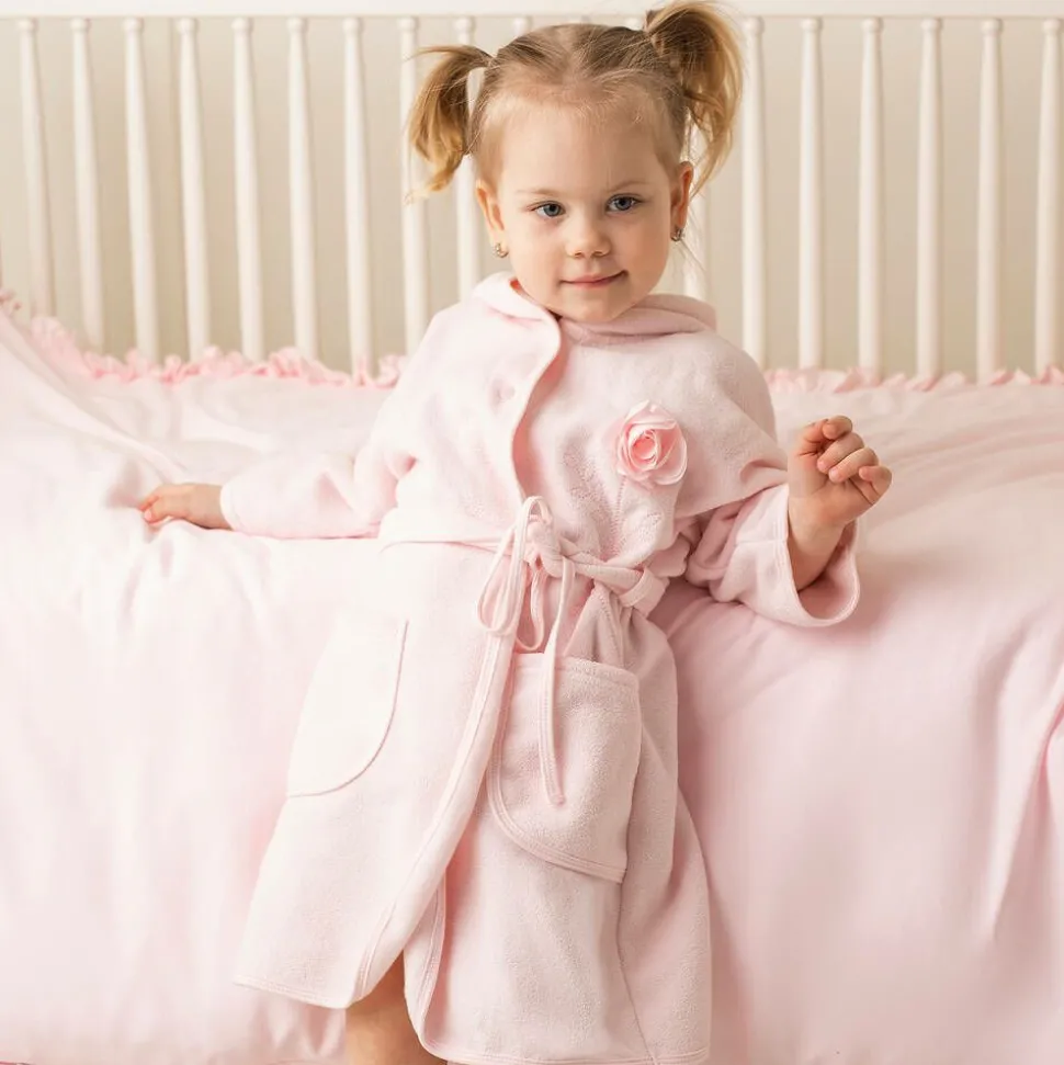 Girls Pink Cotton Towelling Bathrobe