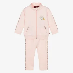 Girls Pink Cotton Tracksuit