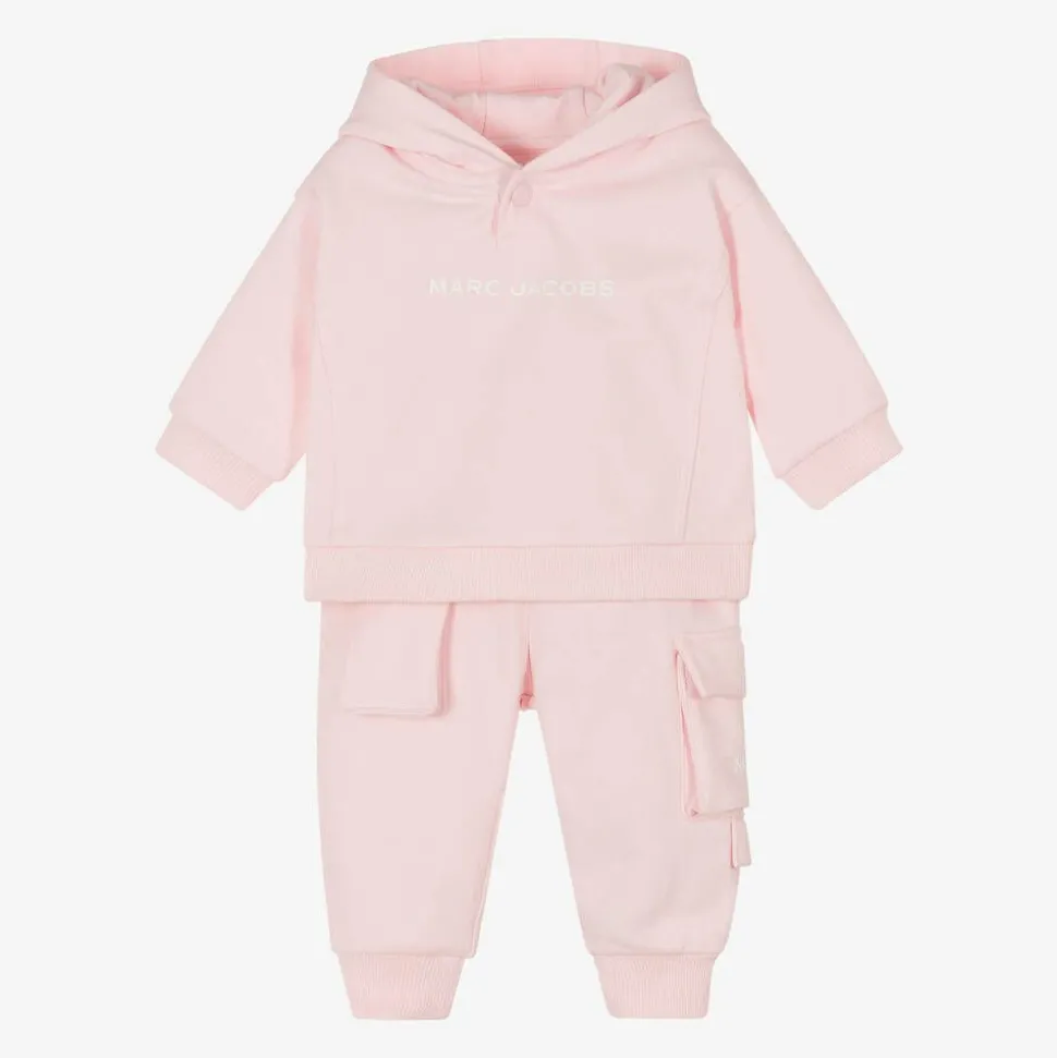 Girls Pink Cotton Tracksuit