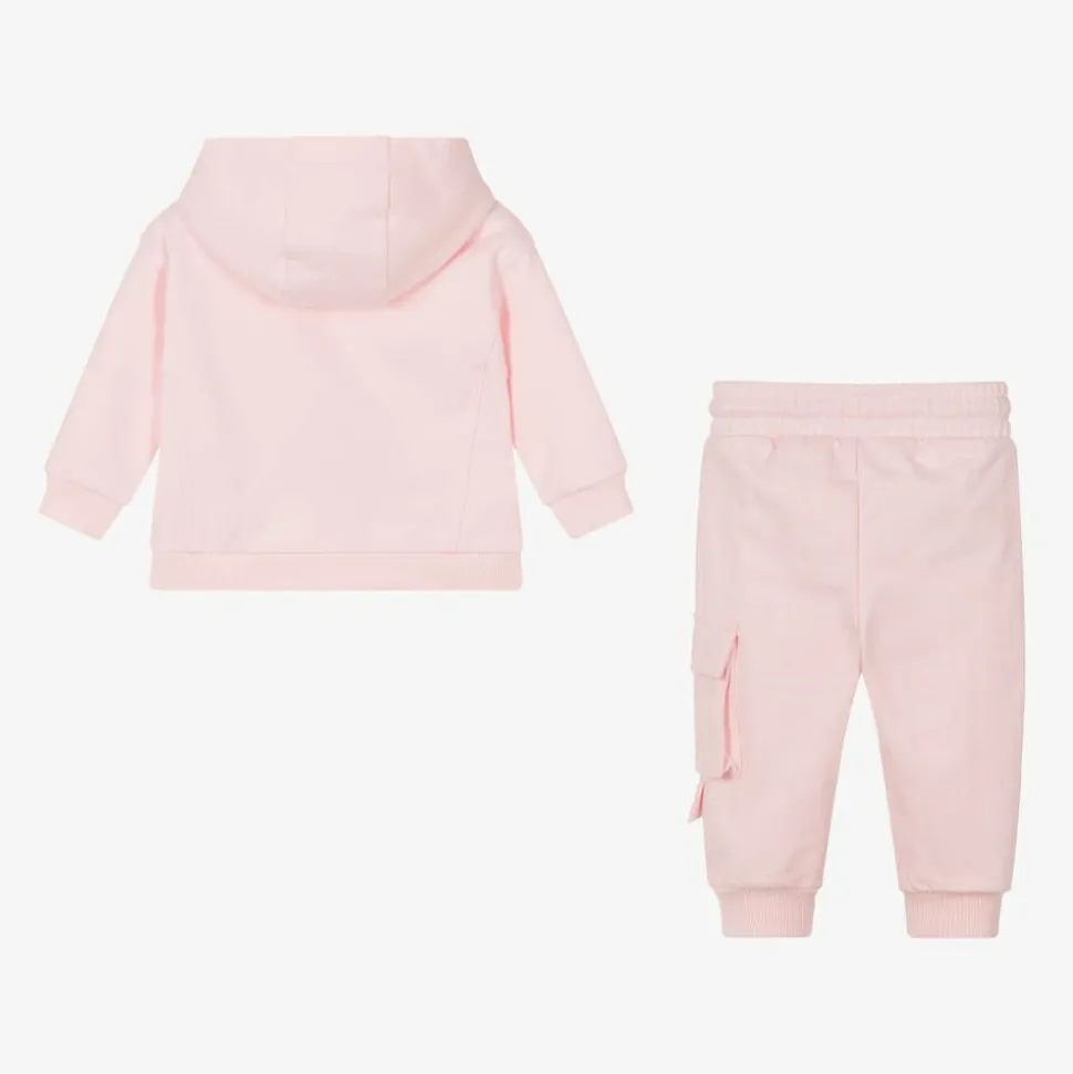 Girls Pink Cotton Tracksuit