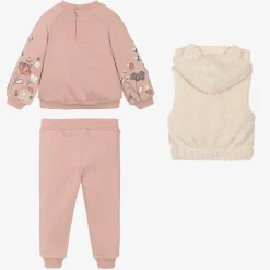 Girls Pink Cotton Tracksuit Set