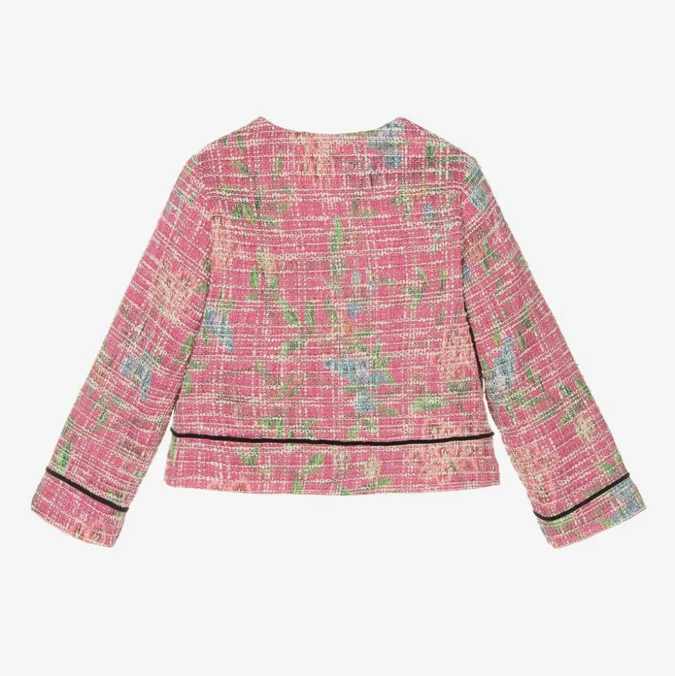 Girls Pink Cotton Tweed Jacket