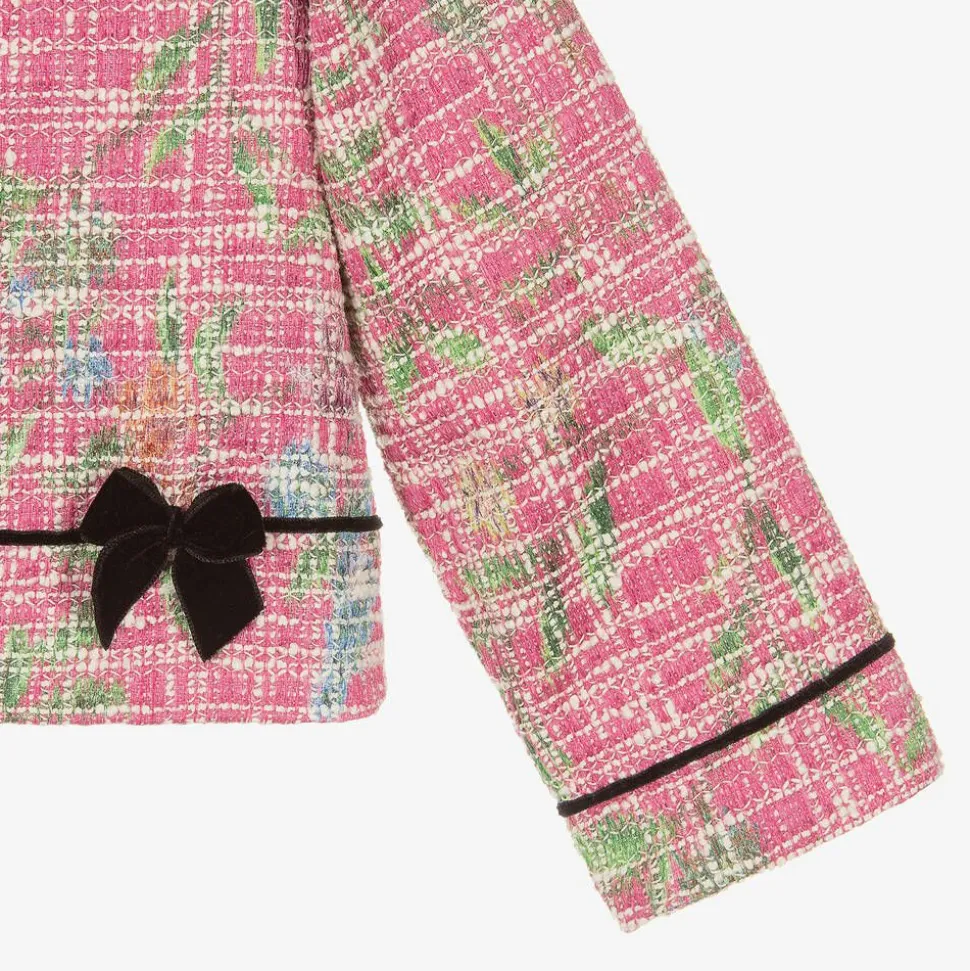 Girls Pink Cotton Tweed Jacket