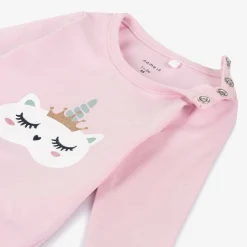 Girls Pink Cotton Unicorn Babygrow