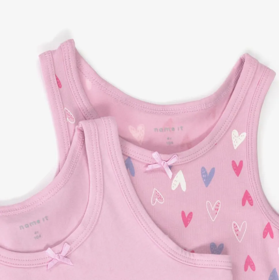 Girls Pink Cotton Vests (2 Pack)