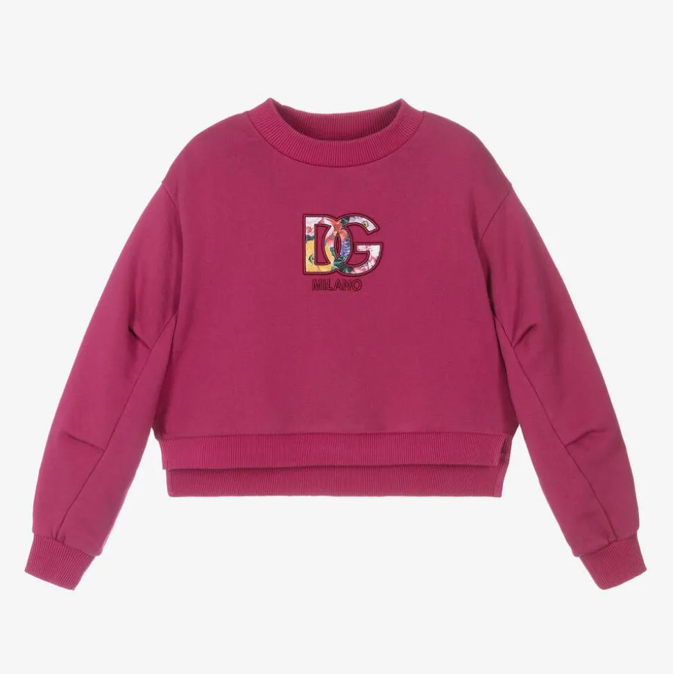 Girls Pink DG Cotton Sweatshirt