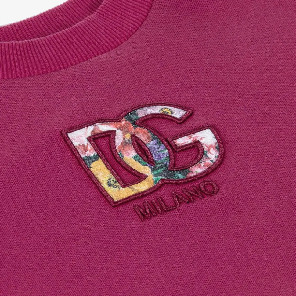 Girls Pink DG Cotton Sweatshirt