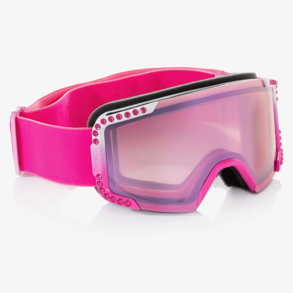 Girls Pink Diamanté Ski Goggles