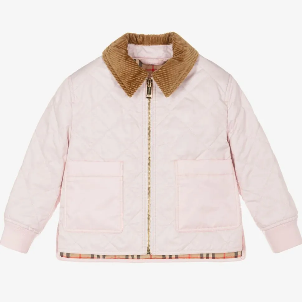 Girls Pink Diamond Quilted Jacket