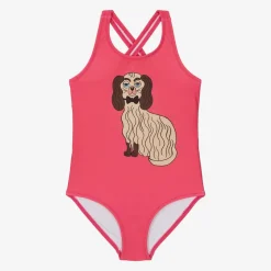Girls Pink Dog Print Swimsuit (UPF50+)