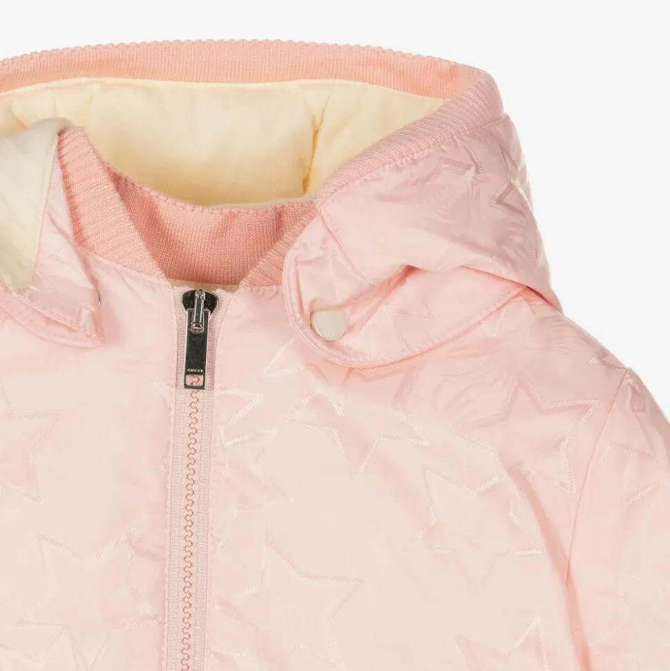 Girls Pink Double G Down Puffer Jacket