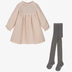Girls Pink Dress & Tights Set