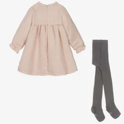 Girls Pink Dress & Tights Set