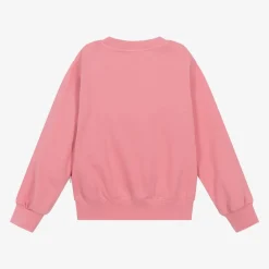 Girls Pink Embroidered Cotton Sweatshirt