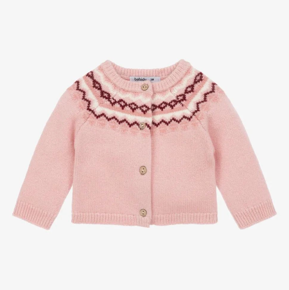 Girls Pink Fair Isle Cardigan
