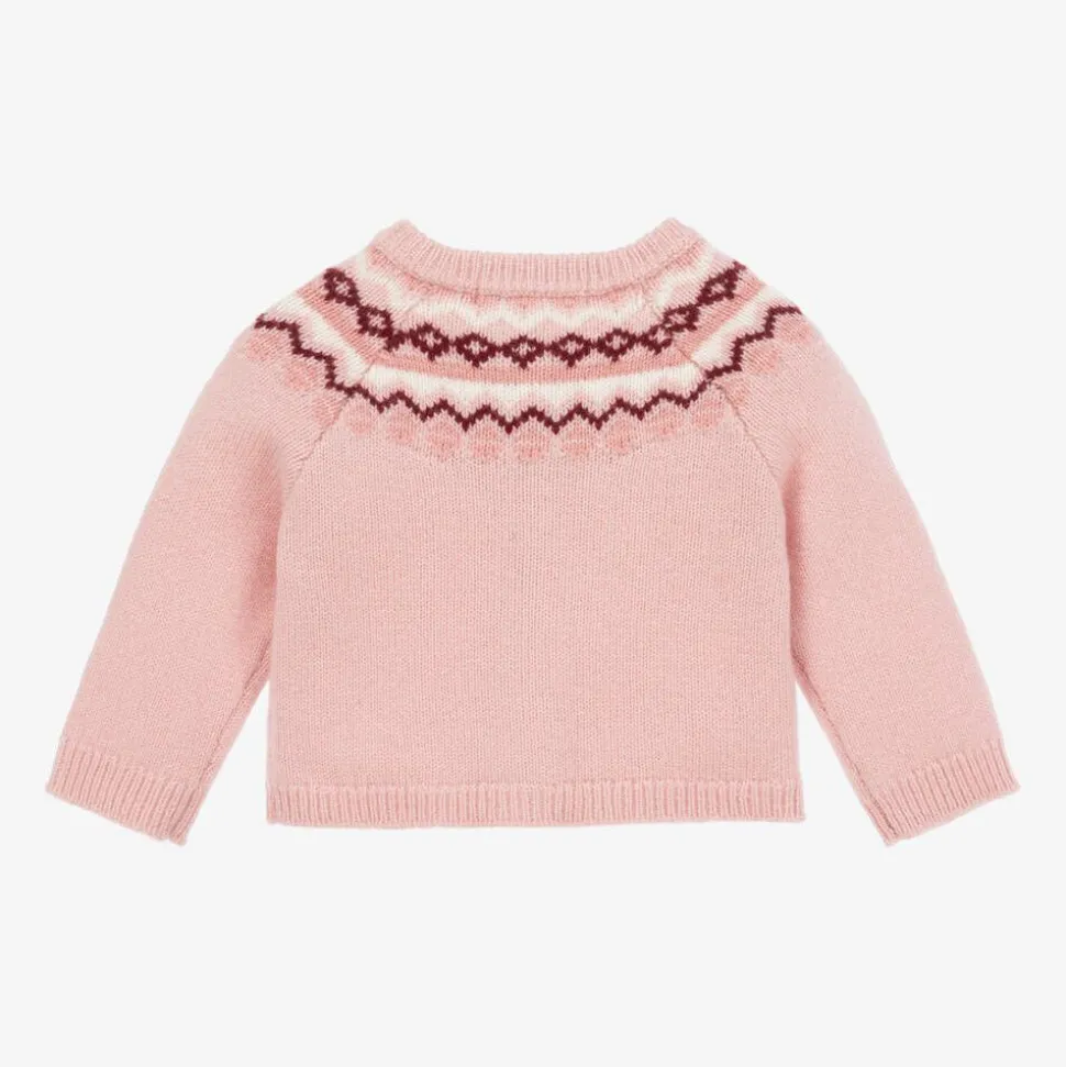 Girls Pink Fair Isle Cardigan
