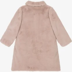 Girls Pink Faux Fur Coat