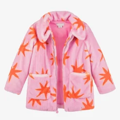 Girls Pink Faux Fur Cosmic Stars Coat