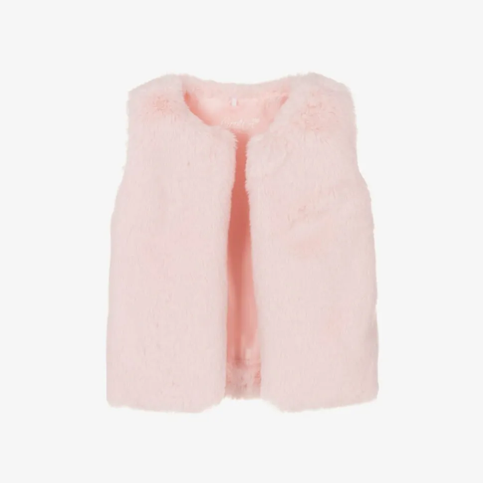 Girls Pink Faux Fur Gilet