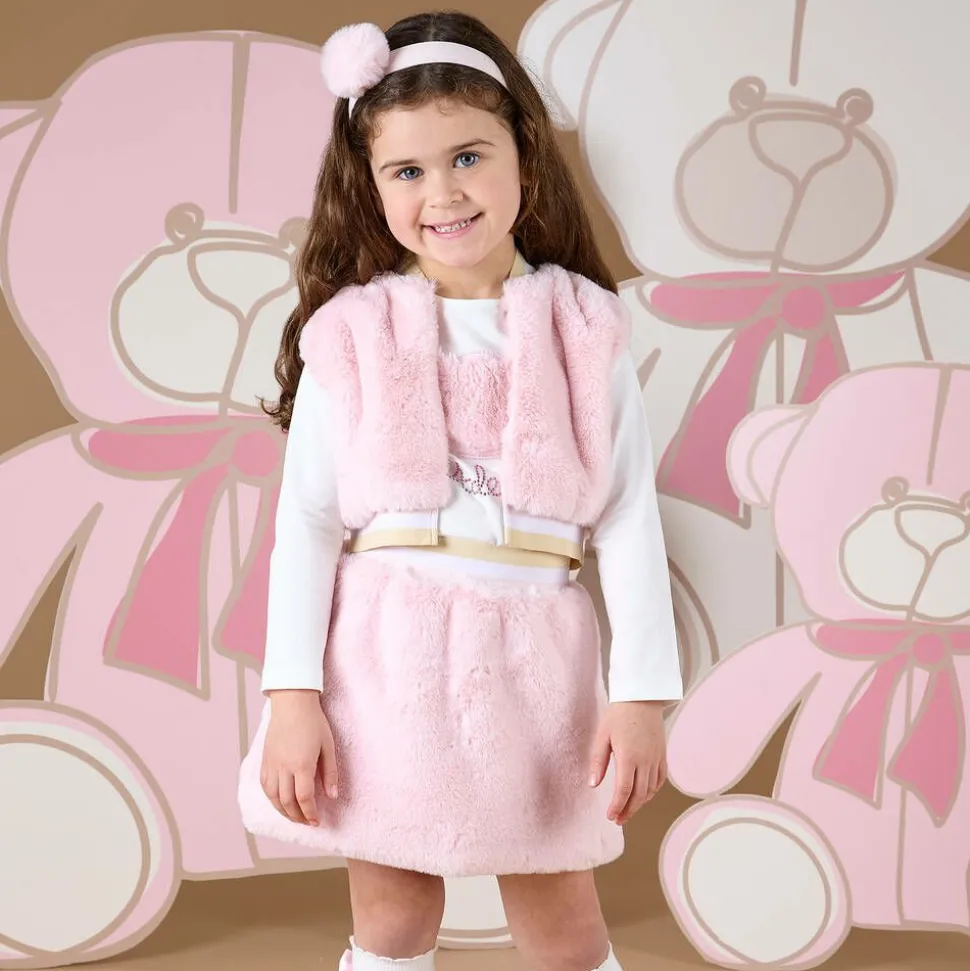 Girls Pink Faux Fur Gilet