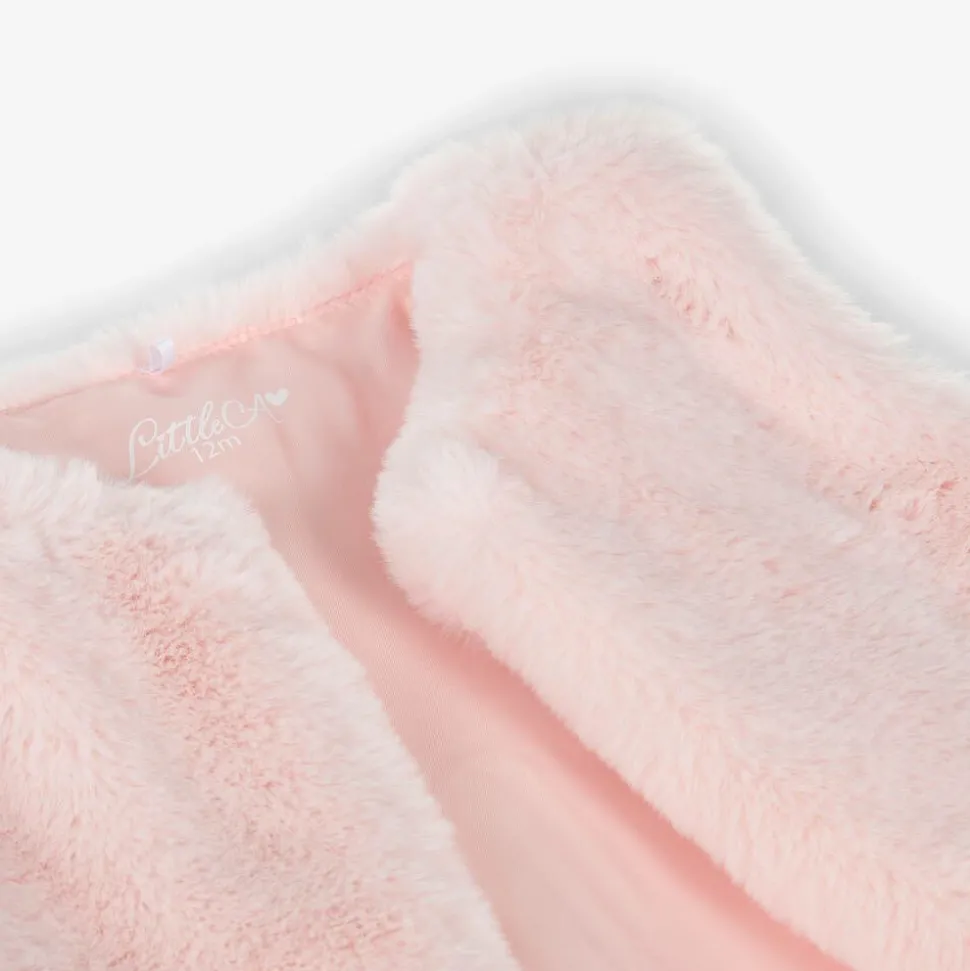 Girls Pink Faux Fur Gilet