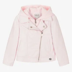 Girls Pink Faux Leather Biker Jacket