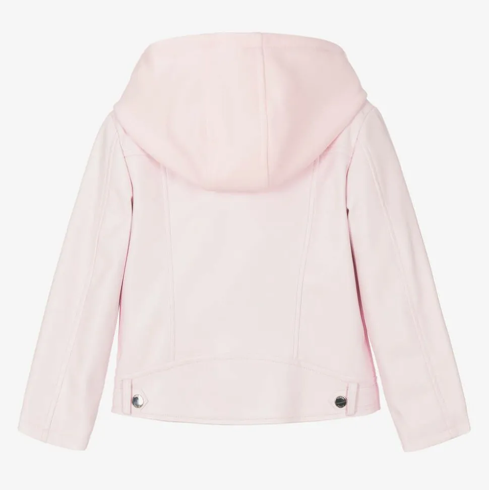 Girls Pink Faux Leather Biker Jacket