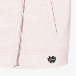 Girls Pink Faux Leather Biker Jacket