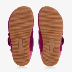 Girls Pink Felted Wool Slippers