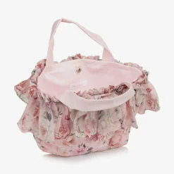 Girls Pink Floral Chiffon Handbag (27cm)