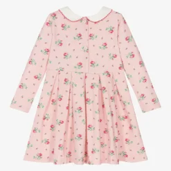 Girls Pink Floral Cotton Jersey Dress