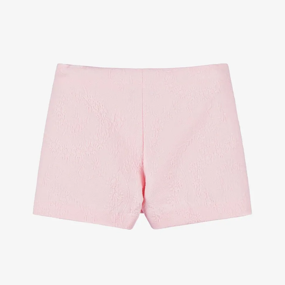 Girls Pink Floral Jacquard Skort