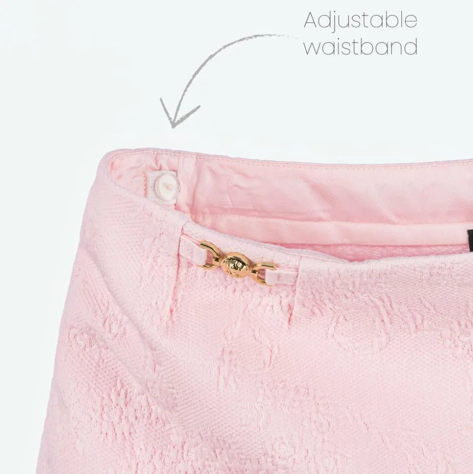 Girls Pink Floral Jacquard Skort