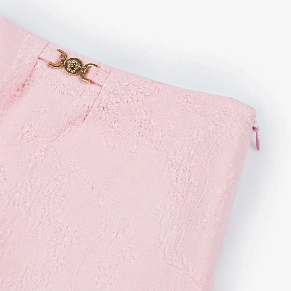 Girls Pink Floral Jacquard Skort