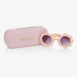 Girls Pink Floral Pearl Sunglasses