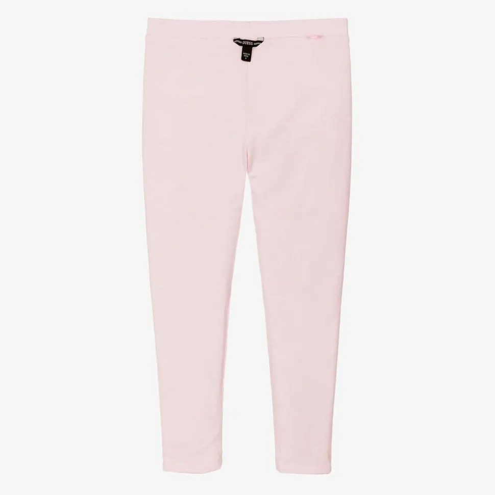 Girls Pink Floral Print Reversible Leggings