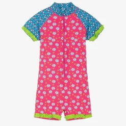 Girls Pink Floral Sun Suit (UPF50+)
