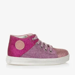 Girls Pink Glitter Trainers