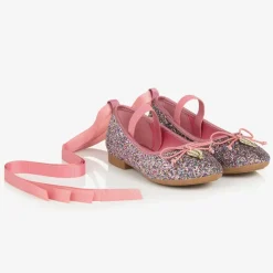 Girls Pink Glittery Ballerina Shoes