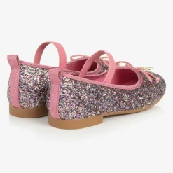 Girls Pink Glittery Ballerina Shoes