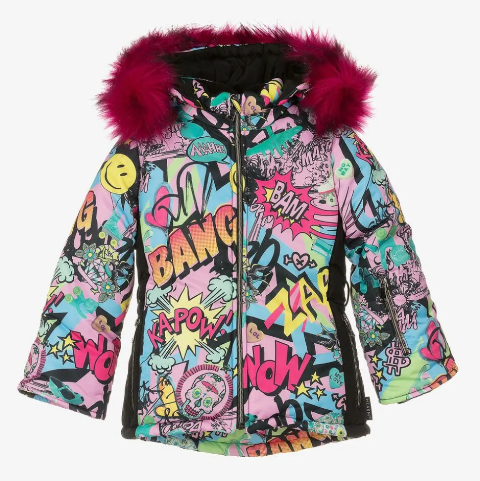 Girls Pink Graffiti Print Ski Jacket