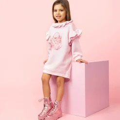 Girls Pink Handbag Sweatshirt Dress